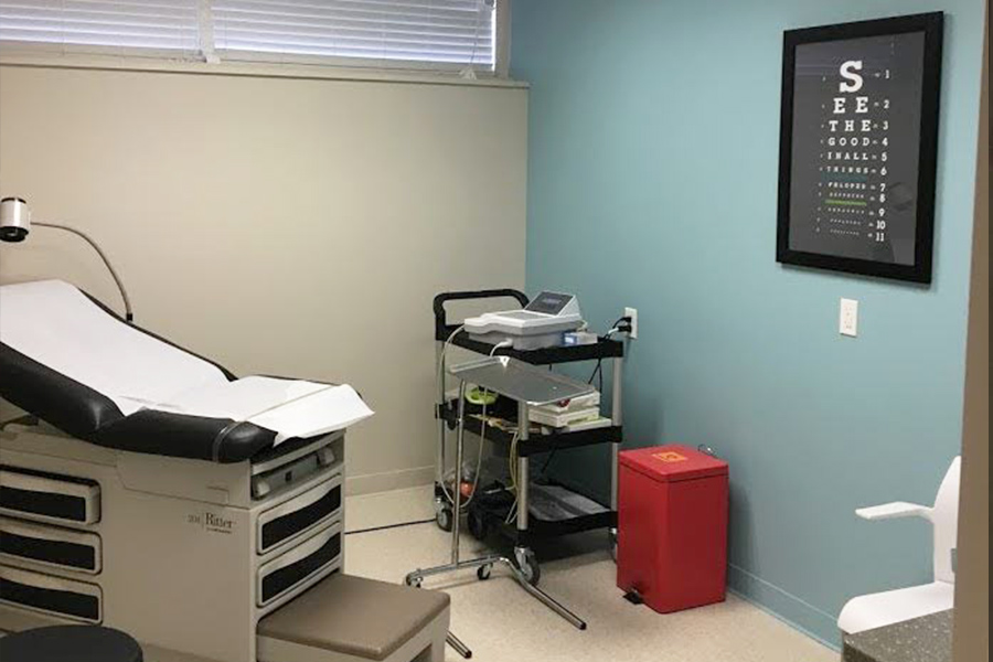 Newly painted examination room in a doctor's office