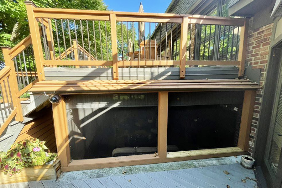 Expertly repaired deck and railing by ONiT Carpentry Repair, enhancing outdoor living in Indianapolis.